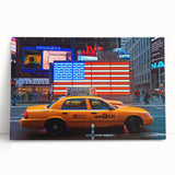 Black and white stretched canvas of Times Square, ideal for kitchen wall art or bedroom ambiance.