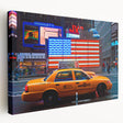 Times Square scene in vibrant colors on large stretched canvas, ideal for kitchen wall art.