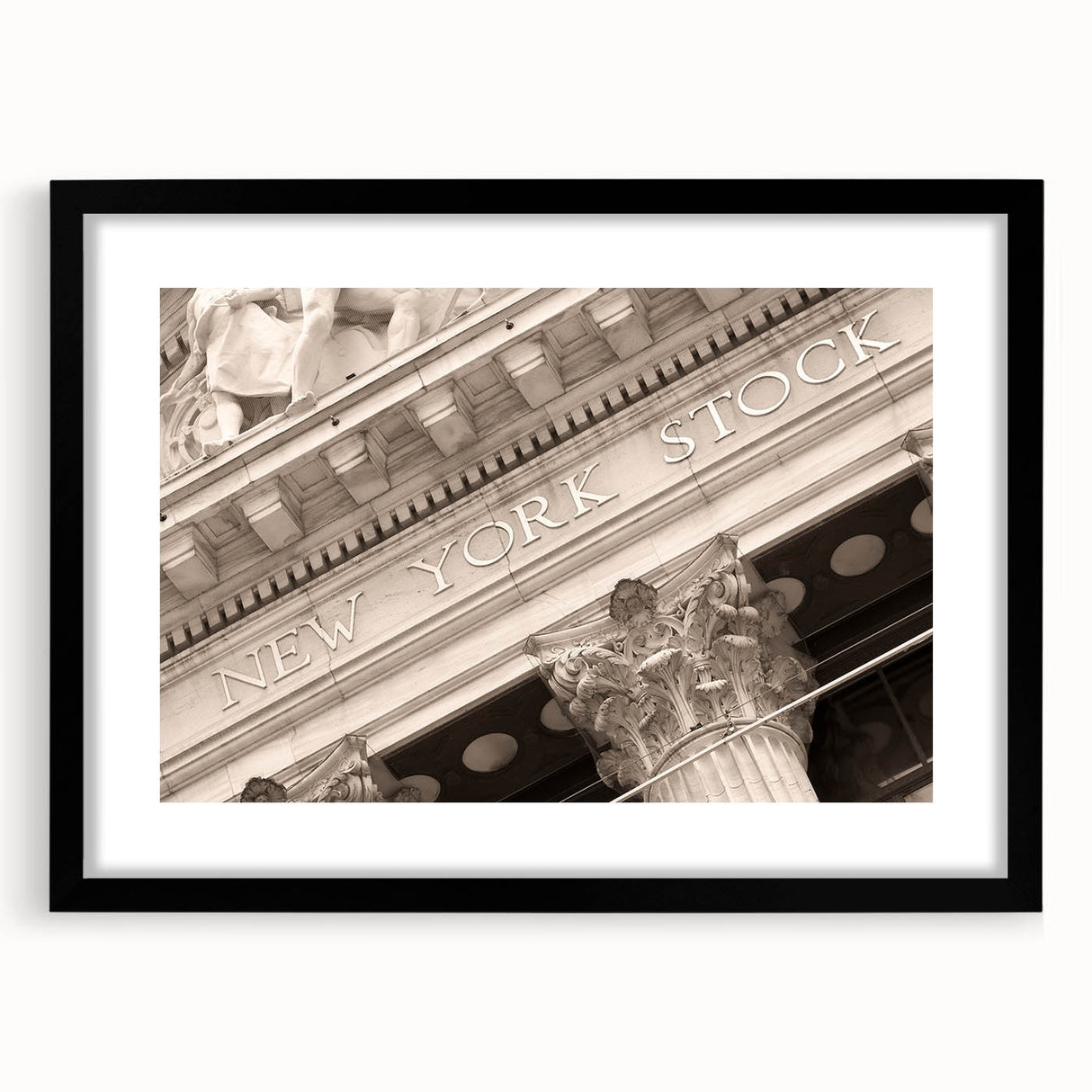 Extra large abstract art print depicting a colorful, textured New York City street scene on a black framed canvas.