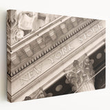 Wall Street scene in monochrome tones on stretched canvas, suited for kitchen wall art.