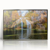 Mid-century modernist art depicting the Oklahoma landscape on a framed acrylic, featuring earthy tones.