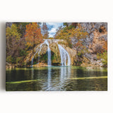 Black and white stretched canvas of Oklahoma scenery, featuring expansive fields under a cloudy sky.