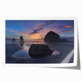 Rolled print of Cannon Beach, Oregon, in soft pastel shades, ideal for art wall dining room.