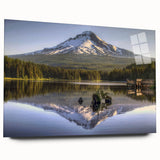 Acrylic print of Mount Hood in Oregon featuring muted earth tones, ideal for bedroom or dining room decor.