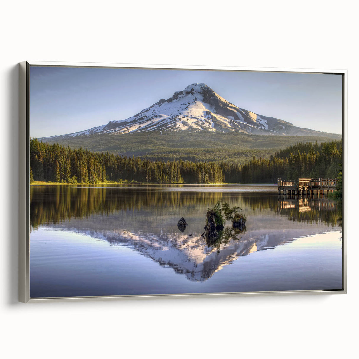 Framed canvas landscape art painting of Mount Hood, Oregon.