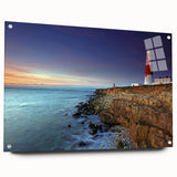 Acrylic print of Portland, Oregon skyline in muted blue and gray tones, suitable for bedroom or dining room decor.