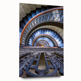 Acrylic print of a large abstract depiction of Pittsburgh skyline in muted blue tones.