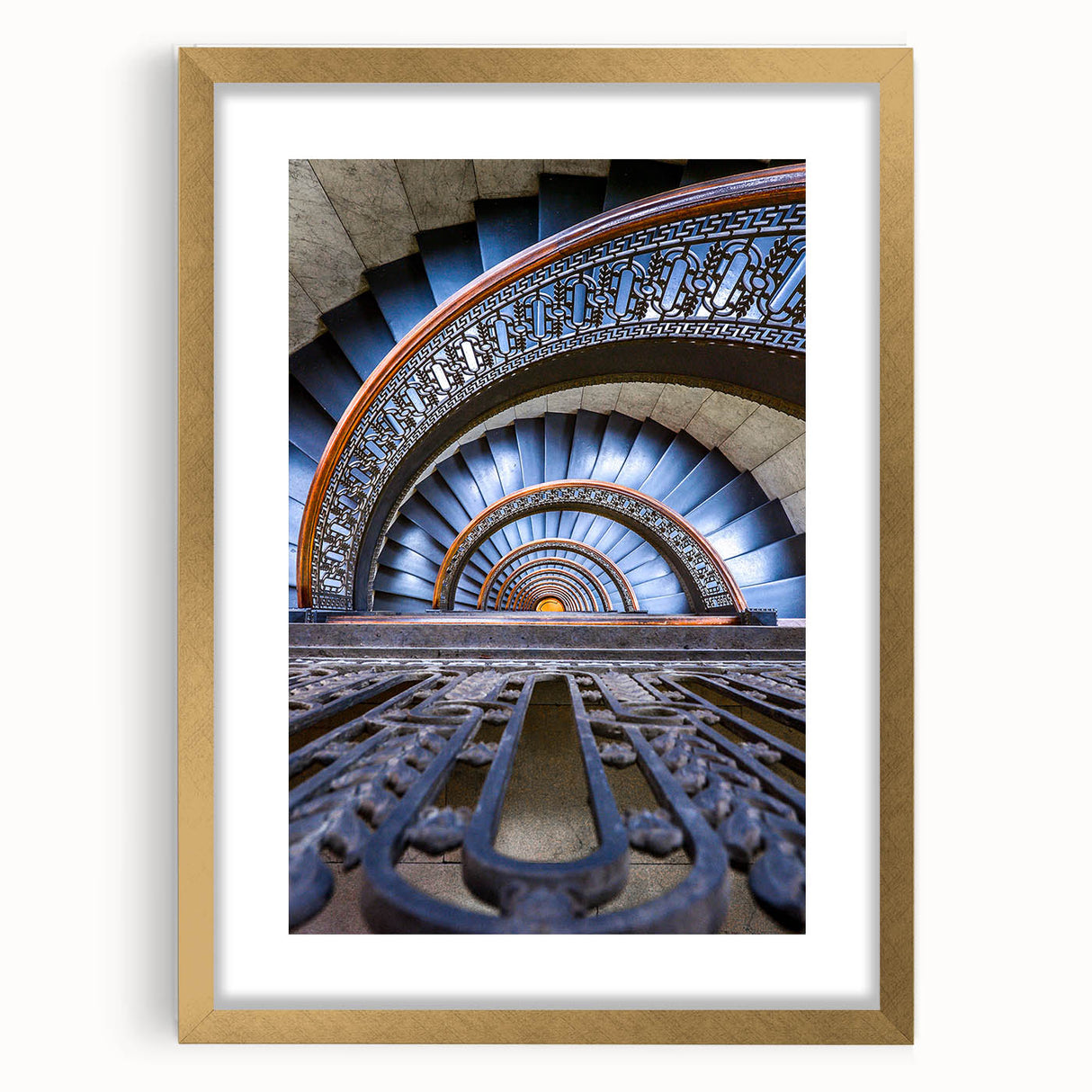 Abstract art print of Pittsburgh skyline in textured gold frame, ideal for extra large living room wall art.
