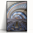 Large abstract wall art depicting the Pittsburgh skyline in muted gray and blue tones on a framed acrylic print.