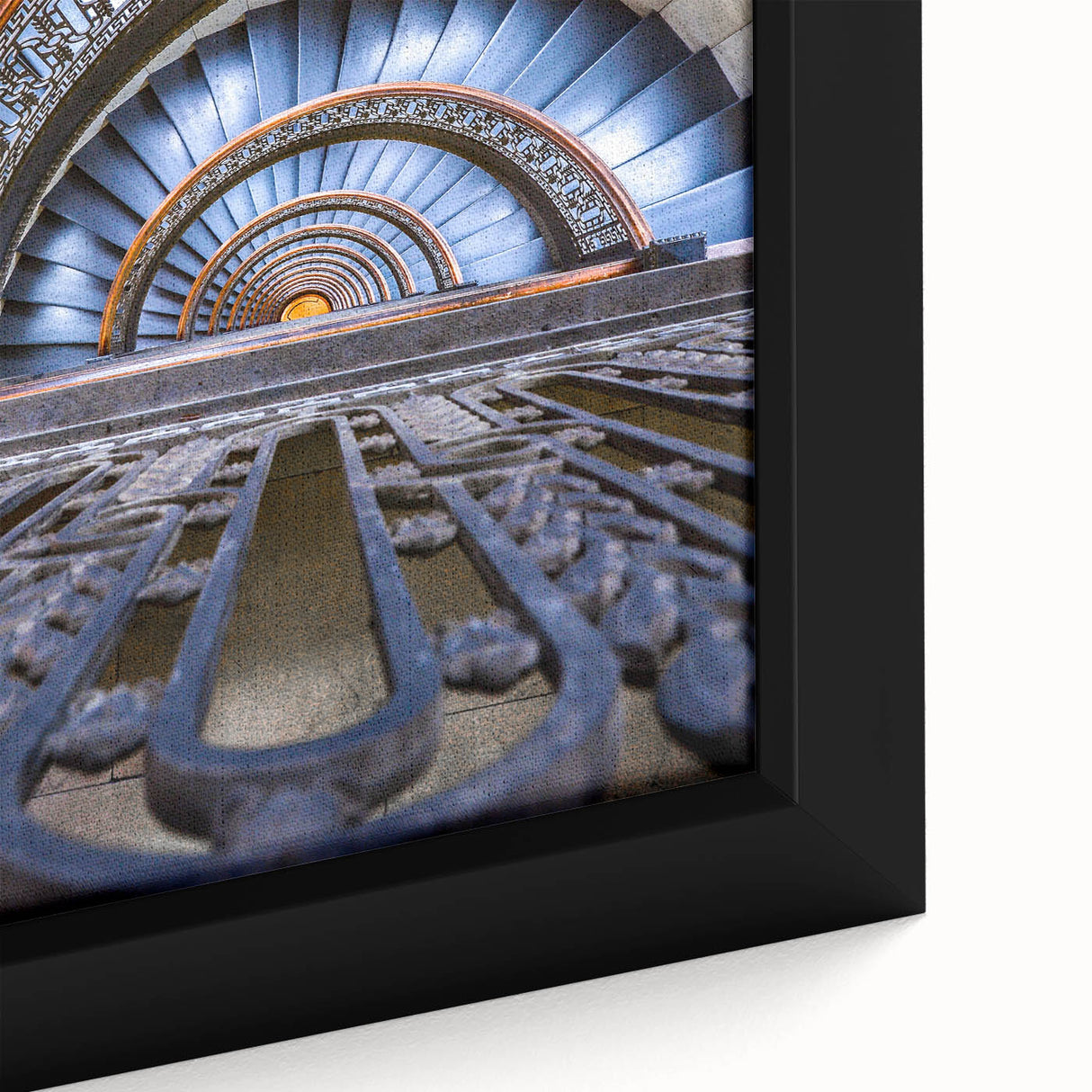 Textured black wall art depicting the Pittsburgh skyline in vibrant colors on a large framed canvas.