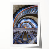 Pittsburgh skyline in muted gray and blue tones on a rolled canvas, ideal for art wall dining room.