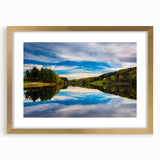 Extra large abstract art print featuring textured scenery of Pennsylvania in muted earth tones, framed in gold.