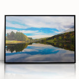 Large abstract wall art depicting Pennsylvania scenery in muted earth tones on a framed acrylic.