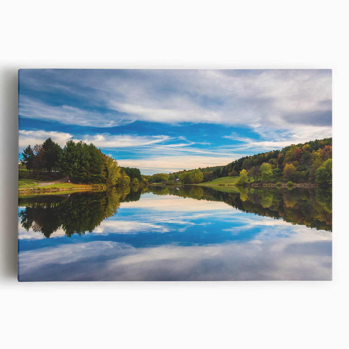 Black and white stretched canvas of Pennsylvania scenery, ideal for kitchen wall art.