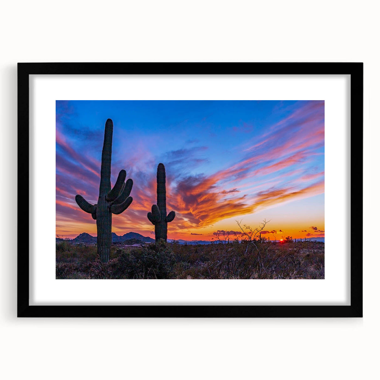 Abstract art print of Phoenix Valley in vibrant, colorful hues on a large, framed canvas, suitable for living room decor.
