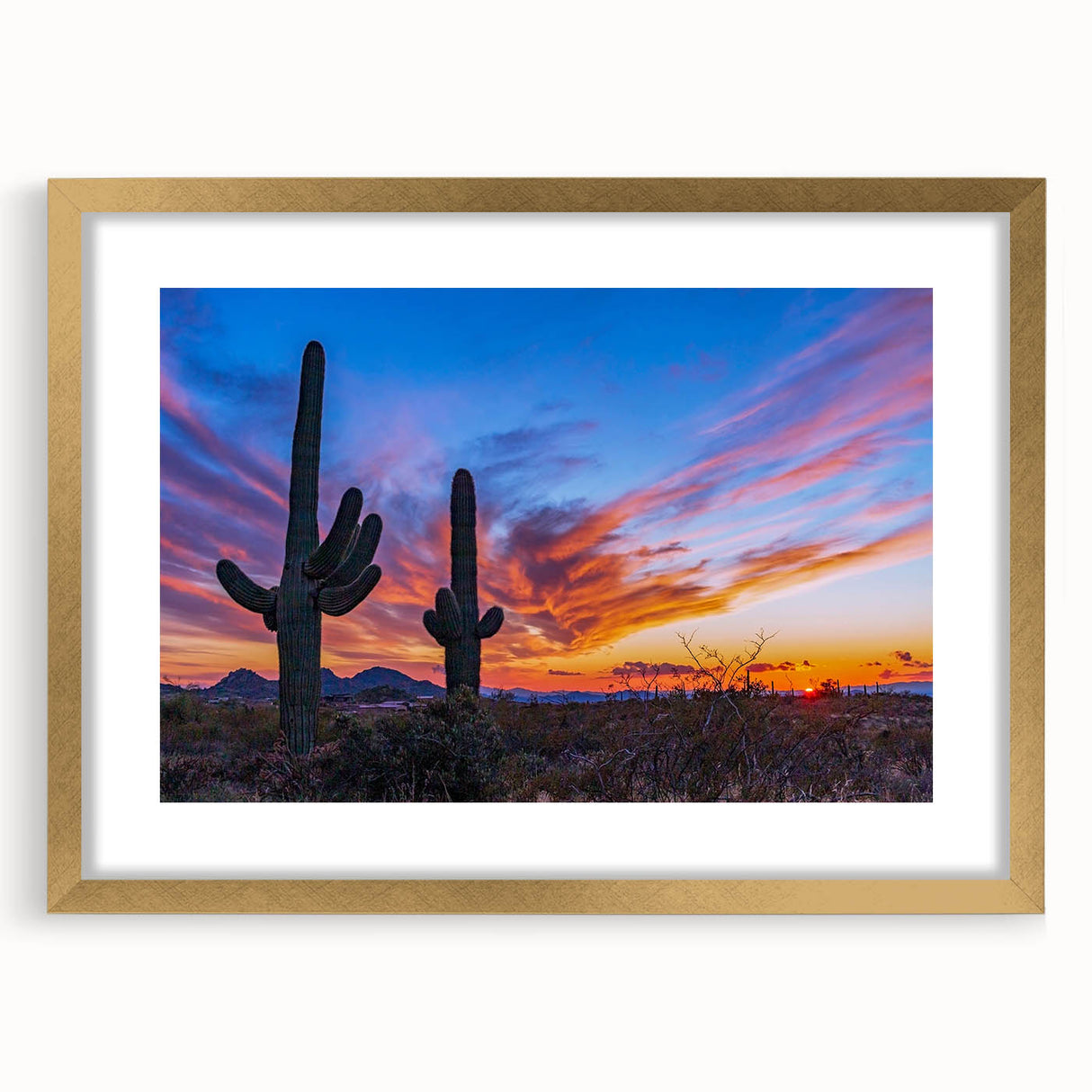 Extra large framed abstract art print depicting a textured Phoenix Valley scenery in muted earth tones.