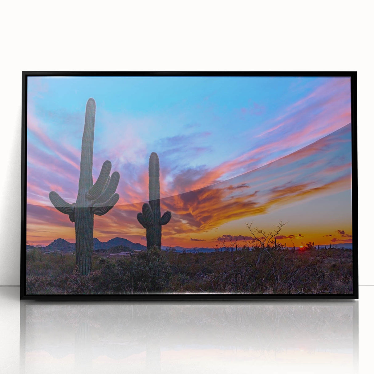 Large abstract wall art depicting the Phoenix Valley in muted earth tones on a framed acrylic panel.