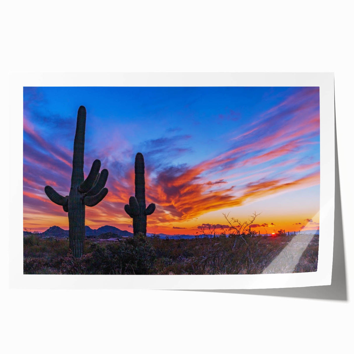 Extra large rolled print of Phoenix Valley with vibrant sunset colors, ideal for art wall dining room.