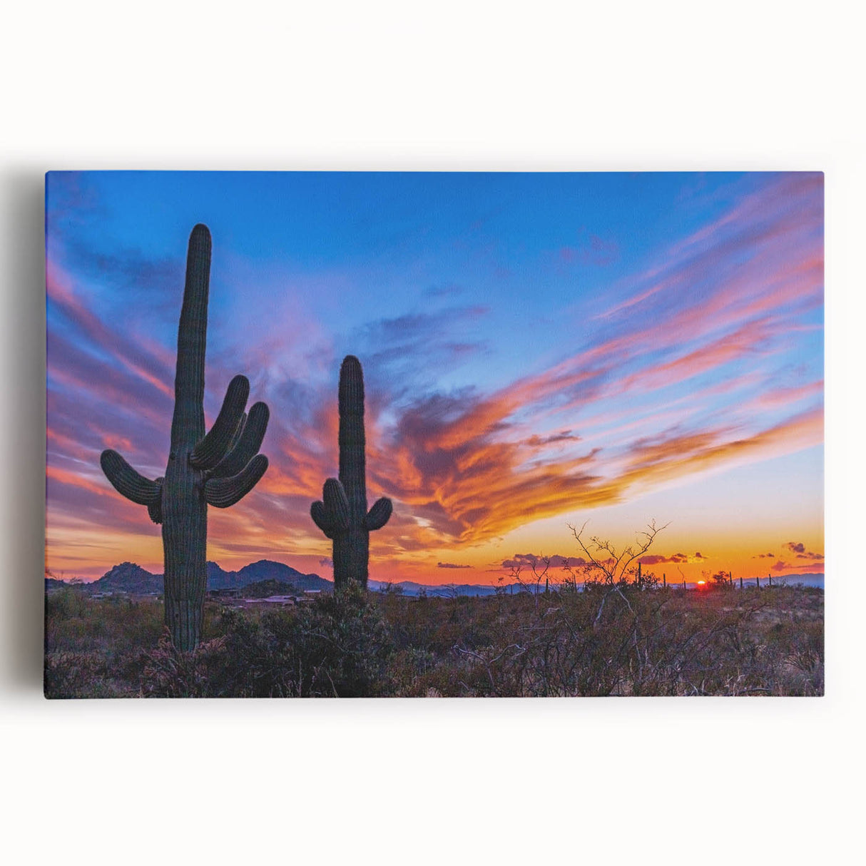 Black and white large art print of Phoenix valley on stretched canvas, suitable for kitchen wall art.
