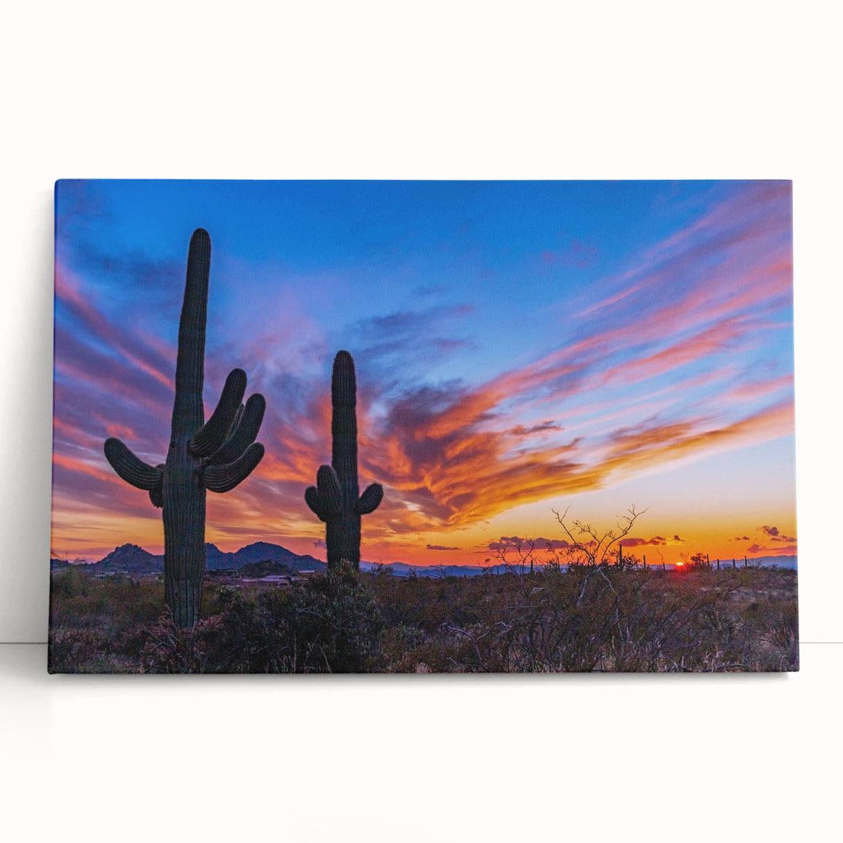 Black and white stretched canvas of Phoenix Valley landscape, ideal for kitchen wall art or bedroom ambiance.