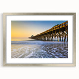 Textured abstract art print of Charleston scenery in muted earth tones on a framed silver mat, ideal for bedroom art.