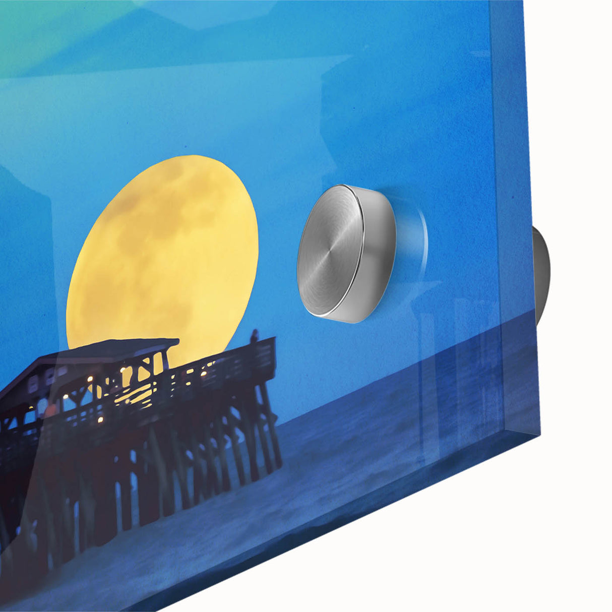 Large abstract wall art depicting South Carolina scenery in mid-century modernist style on acrylic glass.