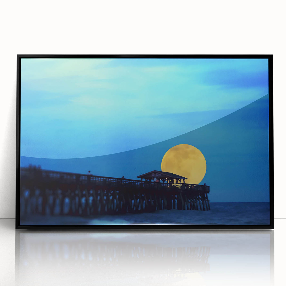 Large abstract wall art featuring a South Carolina scenery in black and white tones on a framed acrylic.