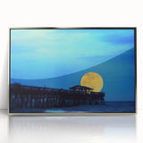 Mid-century modernist art depicting South Carolina scenery in muted earth tones on a silver-framed acrylic print.