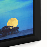 Framed canvas of a textured South Carolina landscape in black with colorful accents, ideal for living room decor.