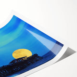 Extra large wall art featuring line art flowers in soft pastel shades on a rolled print.