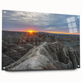 Acrylic print of the South Dakota Badlands in muted earth tones, suitable for bedroom or dining room decor.