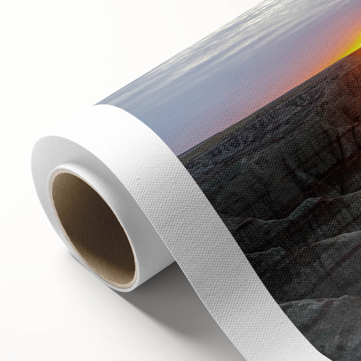Art deco poster of South Dakota Badlands in soft earth tones on rolled canvas, suitable as nursery wall art.
