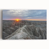 Black and white stretched canvas of the South Dakota Badlands, ideal for kitchen wall art.