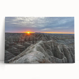 Black and white stretched canvas of South Dakota Badlands, ideal for kitchen wall art or bedroom.