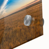 Large abstract wall art depicting South Dakota landscape in earthy tones on acrylic glass, ideal for dining room ambiance.