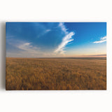 Black and white photographic print of South Dakota landscape on stretched canvas, suitable as large kitchen wall art.