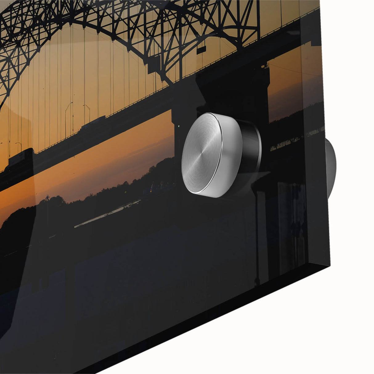 Large abstract wall art depicting the Memphis, Tennessee skyline in acrylic glass, with mid-century modernist influences.