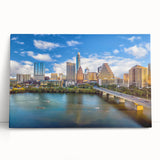 Black and white stretched canvas of Austin skyline, large format, ideal for kitchen wall art or bedroom ambiance.