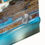 Large abstract wall art depicting the San Antonio skyline in muted earth tones on acrylic glass.