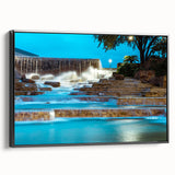 Black and white landscape art painting of San Antonio on framed canvas, ideal for bedroom decor.