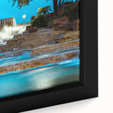 Extra large framed canvas featuring a textured depiction of San Antonio skyline in black with colorful accents.
