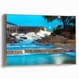 Framed canvas of a San Antonio landscape in colorful art style, ideal for living room decor.