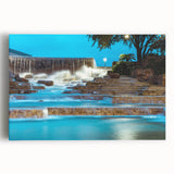 Black and white stretched canvas of San Antonio skyline, ideal for kitchen art.