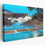 San Antonio skyline in muted earth tones on a large stretched canvas, ideal for kitchen wall art.