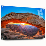 Acrylic print of Arches National Park in Utah, featuring natural rock formations in earth tones, ideal for dining room decor.