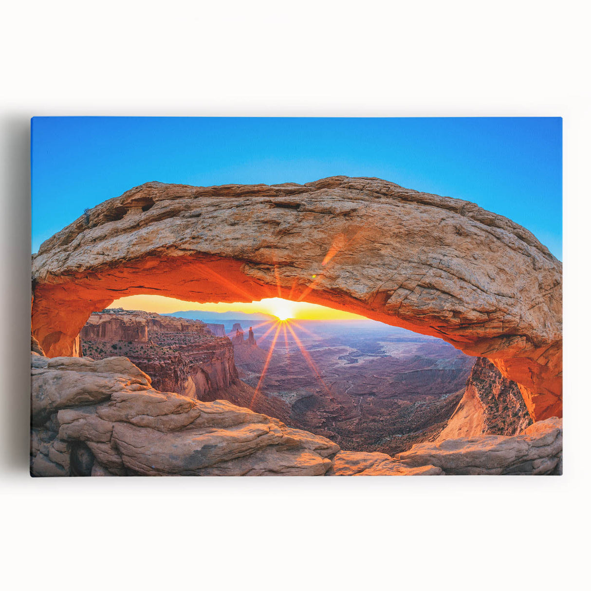 Black and white photograph of Arches National Park on stretched canvas, ideal for kitchen wall art.