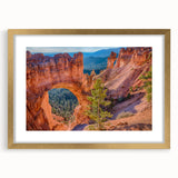 Extra large canvas print of Bryce Canyon with textured abstract art in muted earth tones, ideal for living room decor.