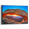 Black and white framed canvas of Canyonlands National Park, ideal for bedroom wall art with a vintage poster style.