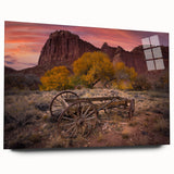 Large abstract depiction of Utah's Capitol Reef in muted earth tones on acrylic glass.