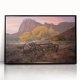 Large abstract wall art of Utah's Capitol Reef in muted earth tones on a black-framed acrylic print.